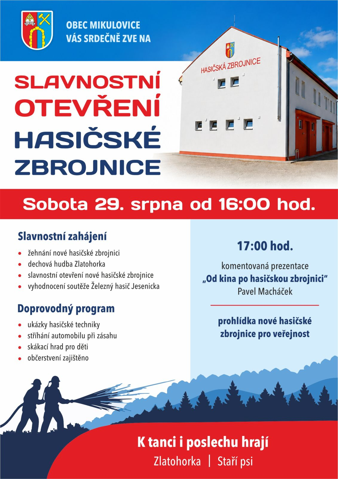 Obec Mikulovice - slavnostní otevření hasičské zbrojnice