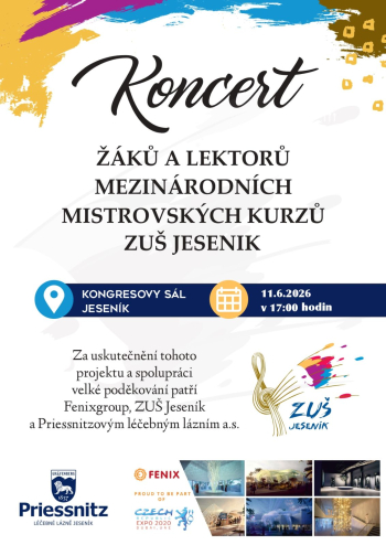 KONCERT ŽÁKŮ A LEKTORŮ MEZINÁRODNÍCH MISTROVSKÝCH KURZŮ ZUŠ JESENÍK