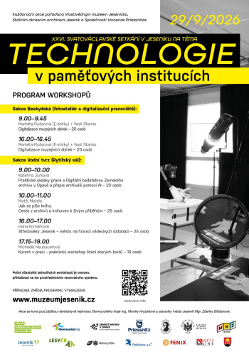 WORKSHOP Středověký Jeseník – město na hranici vědeckých databází