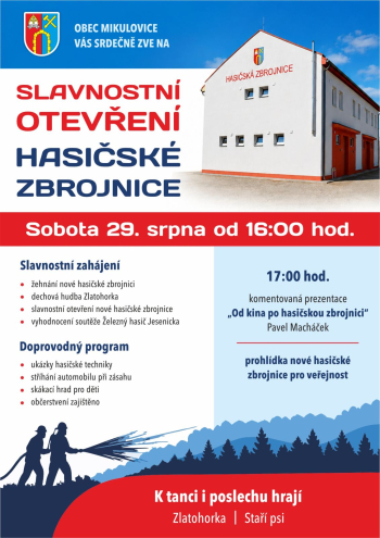 Obec Mikulovice - slavnostní otevření hasičské zbrojnice